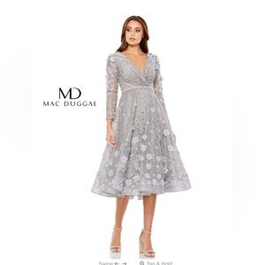 Floral Embellished Lace A-Line Cocktail Dress #67387 Color Sterling